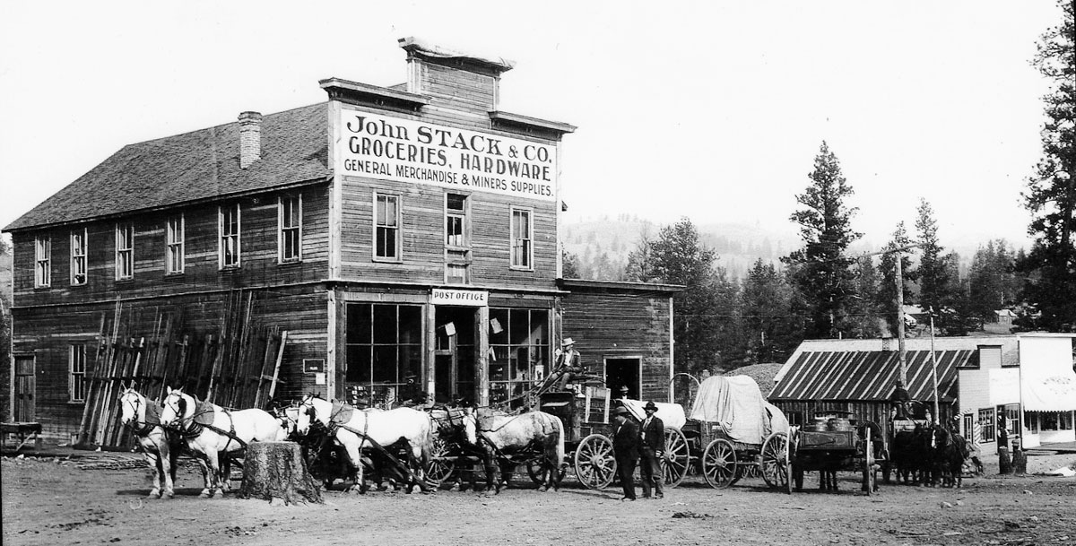 John Stack Store with Freight Wagons, 1898